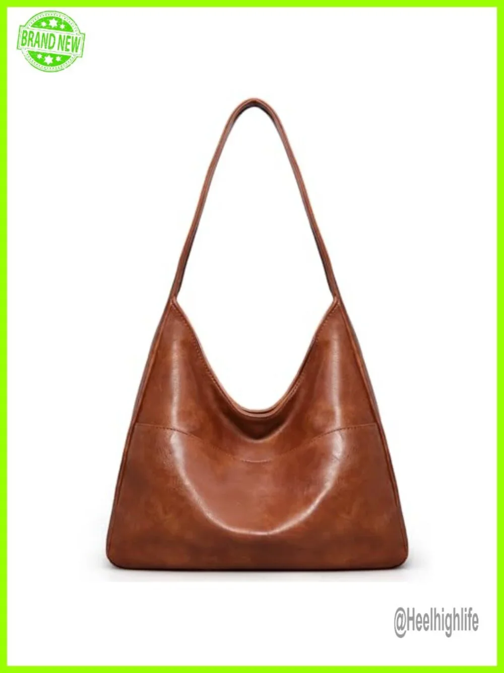 Slouchy Hobo Shoulder Bag Faux Leather Tote Purse with Key Clip